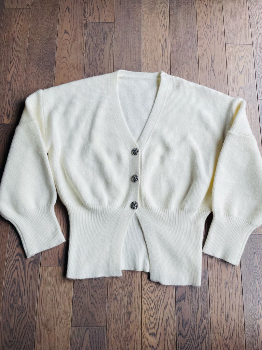 Cream Lace-Trim V-Neck Women's Cardigan Sweater - Picture 6 of 10